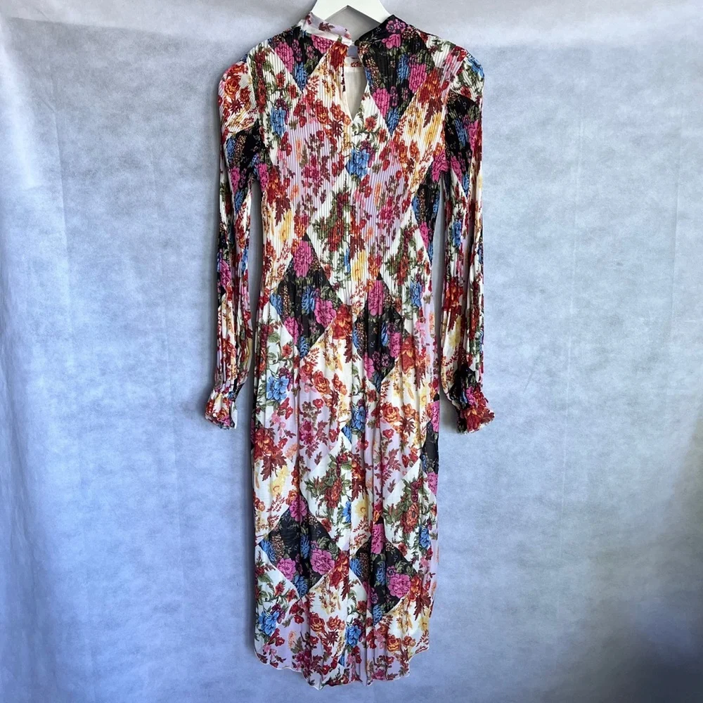 Anthropologie Maeve Shara Polished Pleats, Floral, Midi Dress XS - Picture 8 of 16